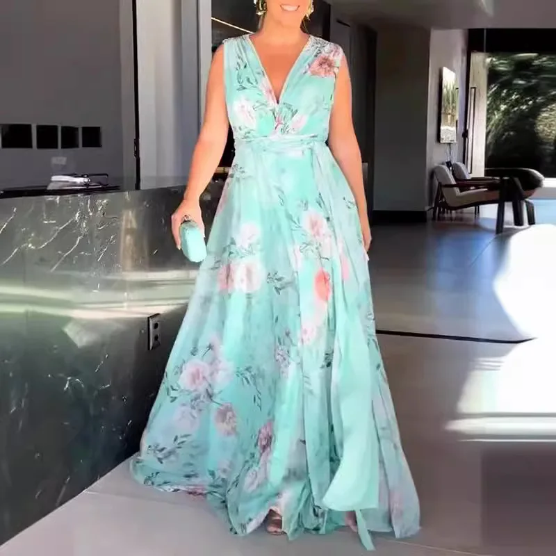 

New Style Women's Off-Shoulder Printed Dress Summer Backless Dress High-End Feel