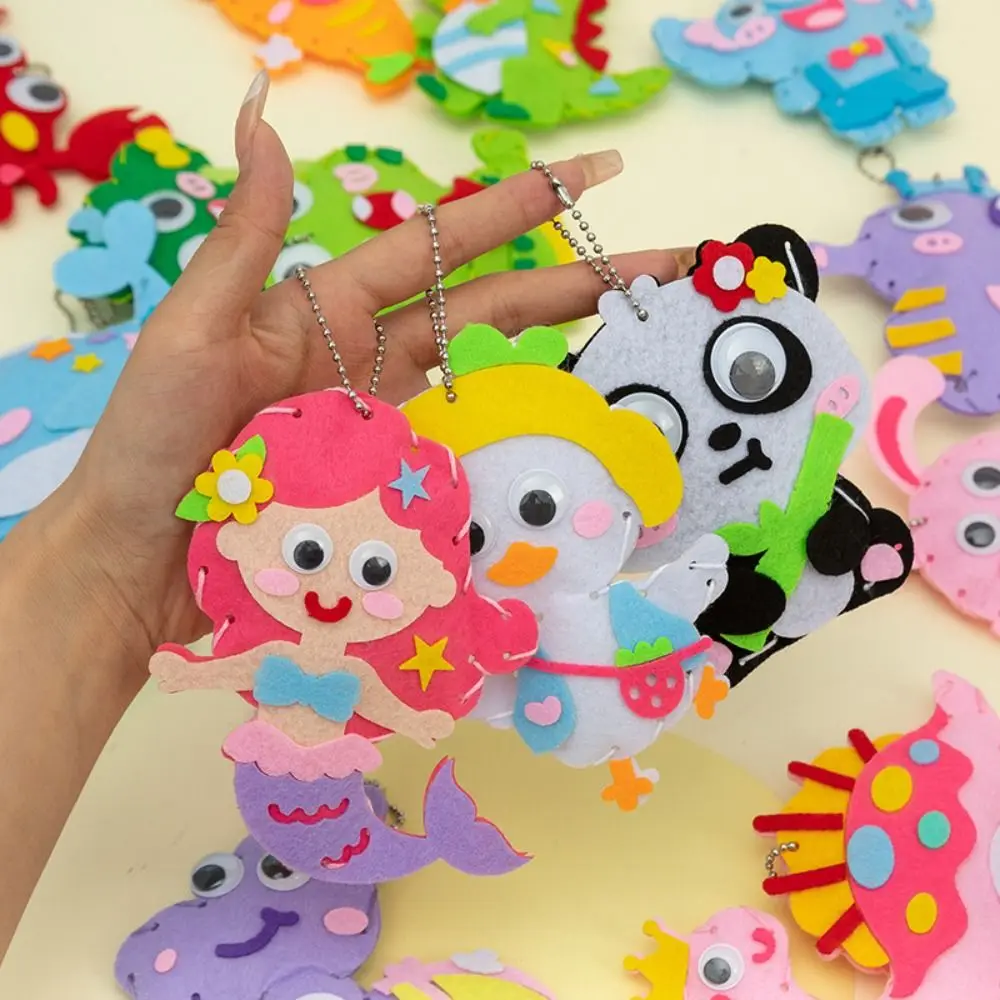 Jouets de couture bricolage pour enfants, porte-clés animal de dessin animé, artisanat d'art Montessori, kits faits à la main, créativité, cadeau précoce pour les filles