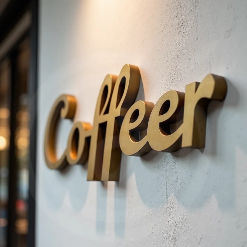 Sinal de letras de metal 3D personalizado para vitrine de negócios Sinalização de publicidade à prova de intempéries ao ar livre para salão de escritório de shopping de hotel