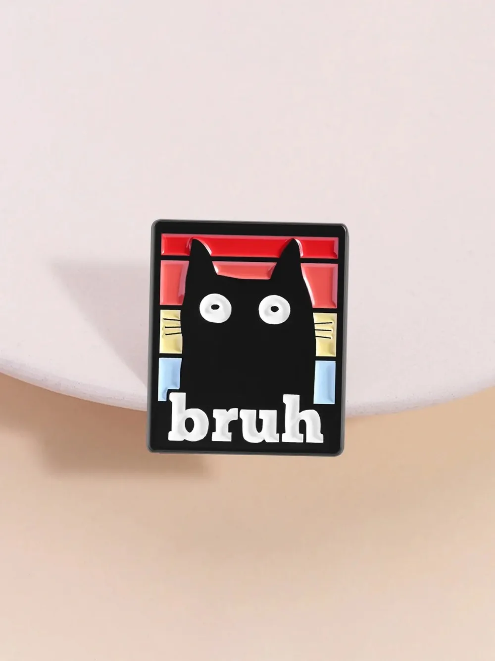 Bruh Striped Cat Enamel Pin, Zebra Print Background Design, Good Friend Gift Idea, Unique Network Meme Style Lapel Badge, Durable Metal Pins, Lapel Brooch, Brooch Pin Clip, Alloy Brooch Pin