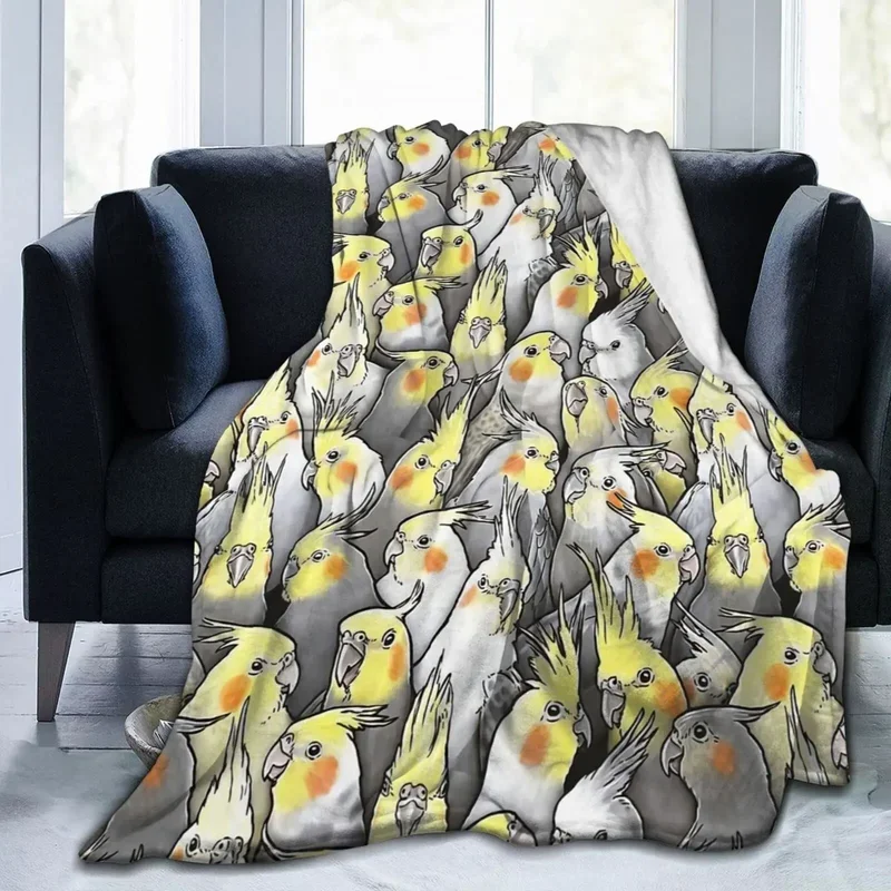 Cockatiel Flannel Throw Blanket,Cozy Warm Parrot Throw Blanket for All Seasons Bedding, for Bed Sofa Couch Warm Home Decor Gi@0