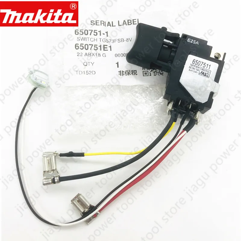 Interruptor para Makita Ferramentas de Fácil Instalação Fio Durável 18v Td152d Dtd152 Dtd152z Dtd152rme Dtd152rfe 6507511 6507511