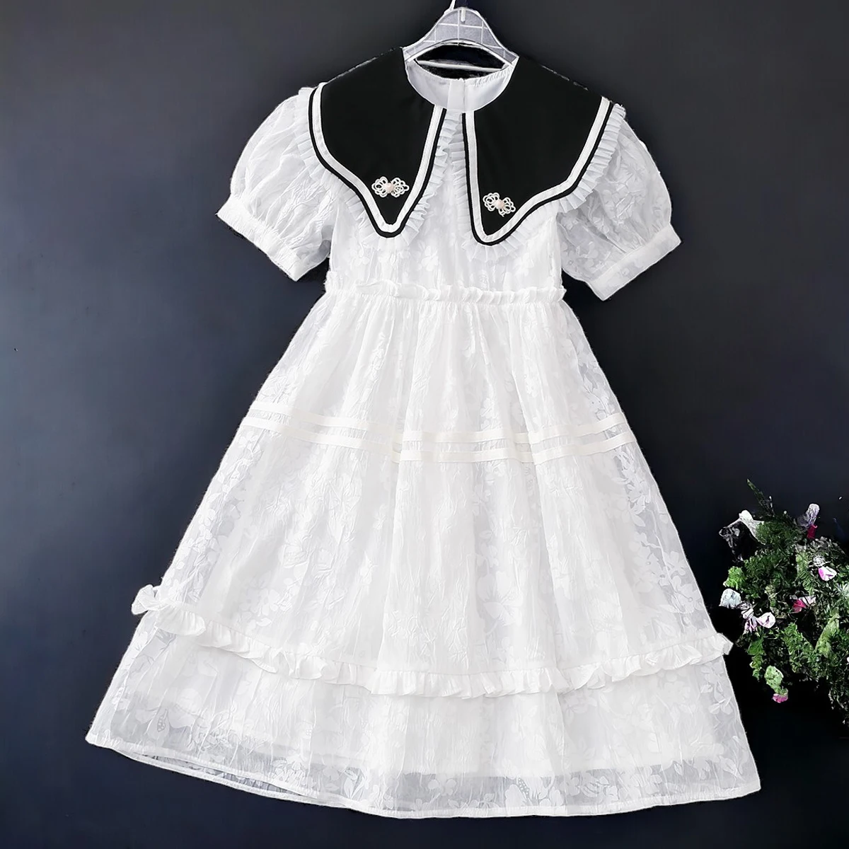 Baby Kids White Lace Dresses for Girls Outfits Bohemia Summer Short Sleeve Teens Children Princess Costumes 5 7 9 10 11 13 Years