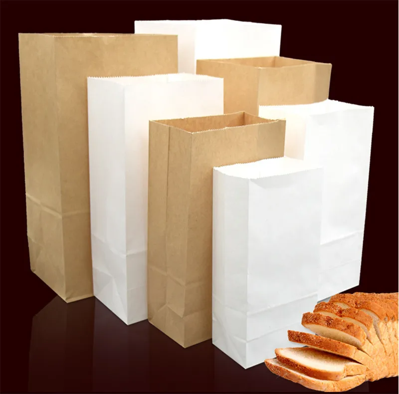 

50Pcs Kraft Paper Gift Bags Biscuit Candy Food Cookie Bread Snacks Baking Takeaway Cake Boxes Packaging