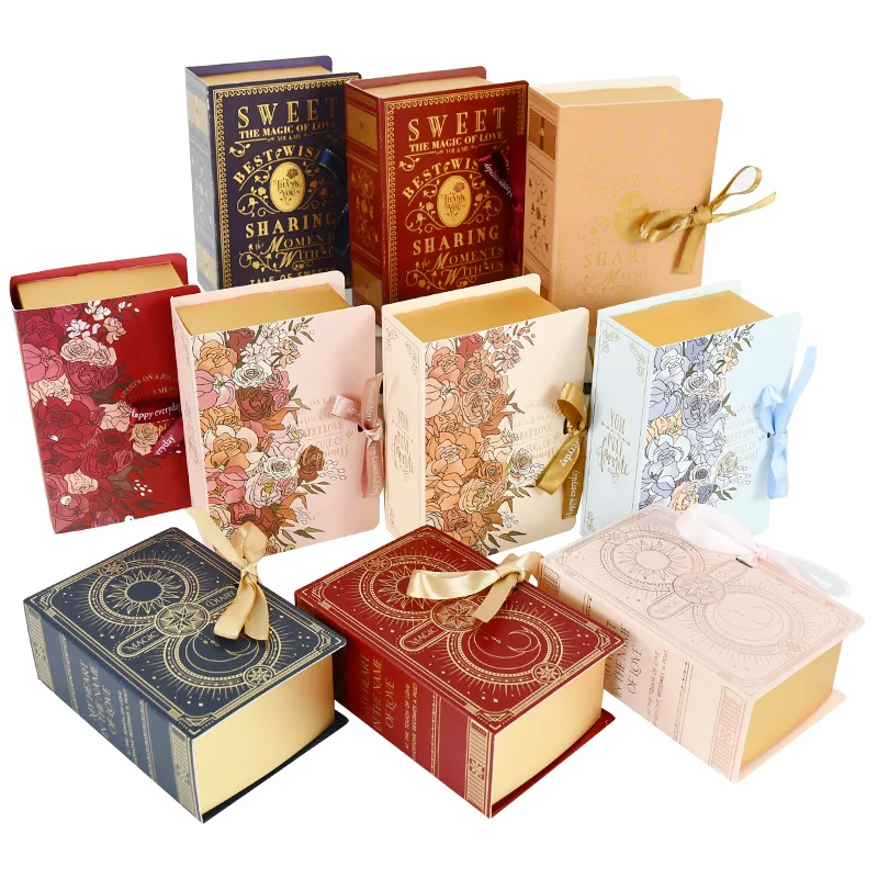 5pieces Book Shape Gifts Boxes DIY Wedding Party Birthday Baby Shower Creative Candy Box Cookie Chocolate Packaging Decoration