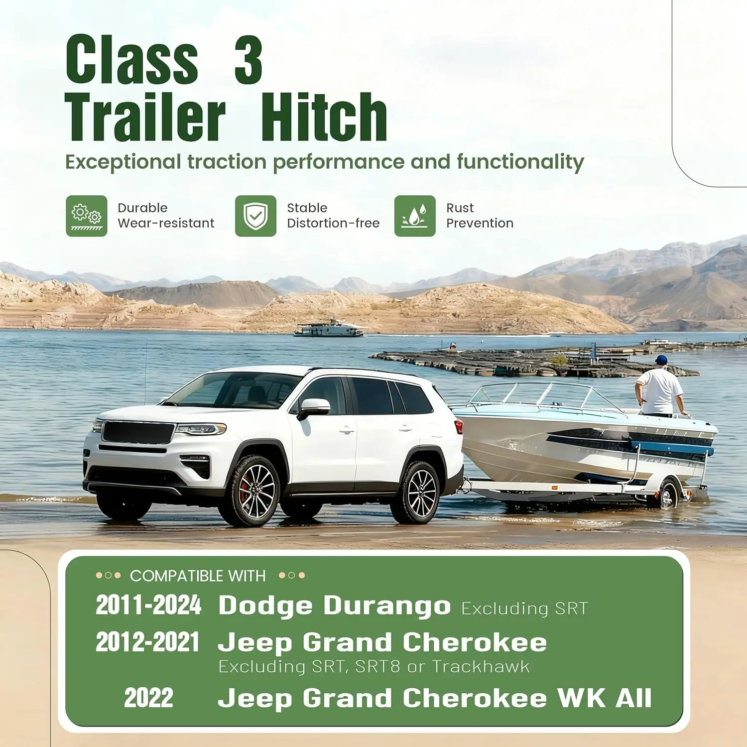 Towing Trailer Application, Powder Coated Black Steel Material, Compatible with Dodge and Jeep Models