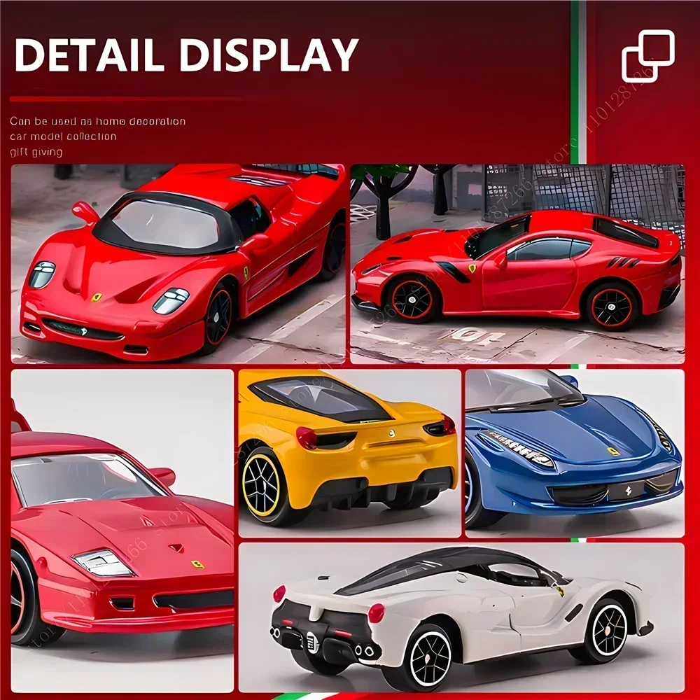 Bburago 1:64 Ferrari F40 Competizione Car Model Diecast Scale Replica F12tdf 296 Roma Miniature Art Traffic Figure Kid Boy Toy