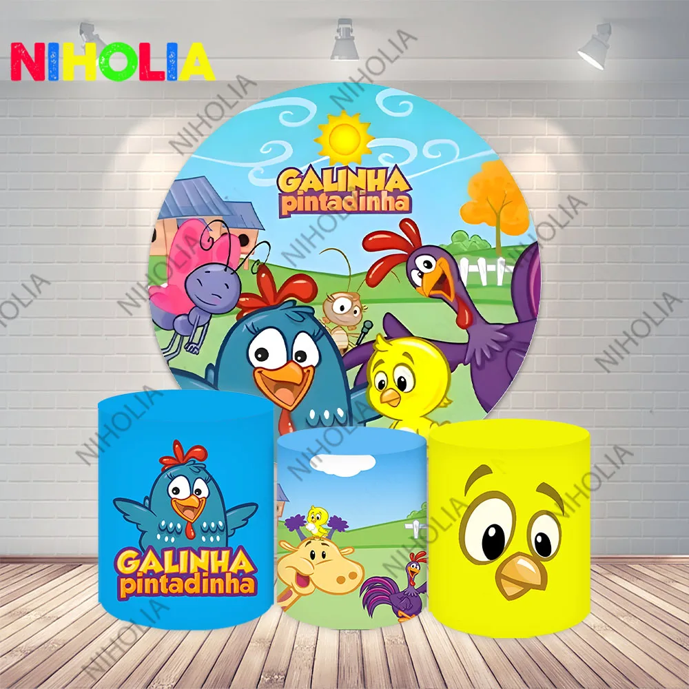 Galinha Pintadinha круглый фотофон детский душ чехлы на цилиндры детский день рождения украшения фото реквизит для торта стол