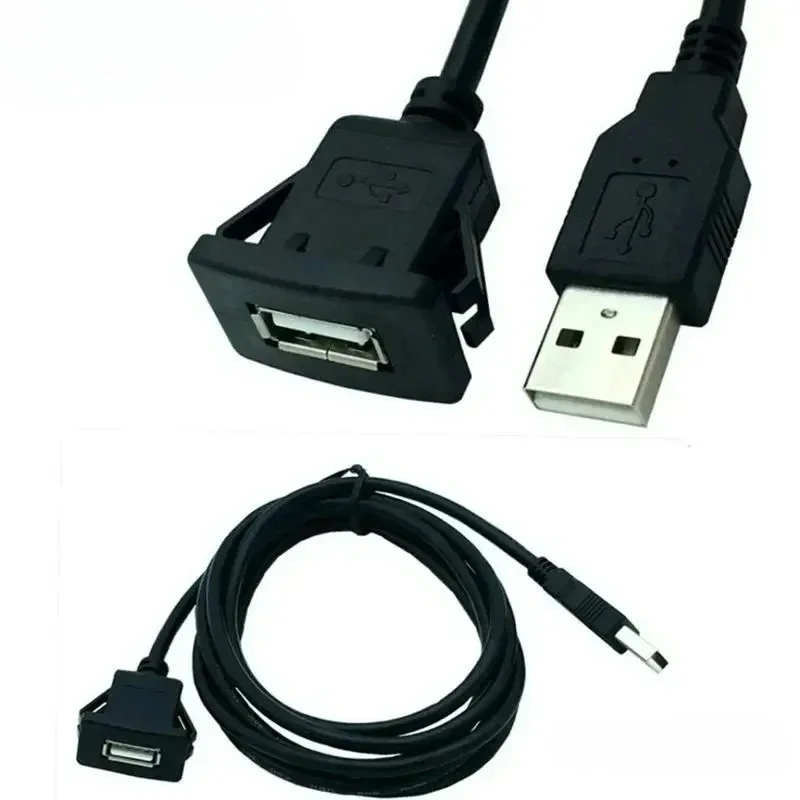 Car Dashboard Extension Cable USB Panel Waterproof Cable Usb2.0 Male To Female Car Extension Cable 1m 2m