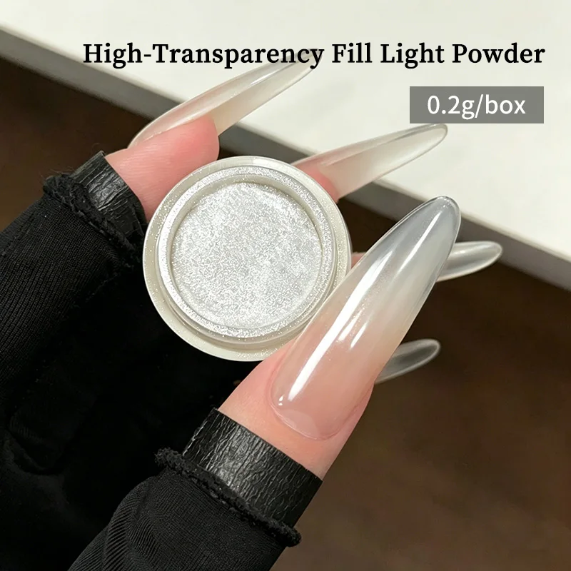 BORN PRETTY High Transparency Fill Light Nail Powder Aurora Glitter Crystal Bright Moonlight Pearl White  DIY Manicure Dust