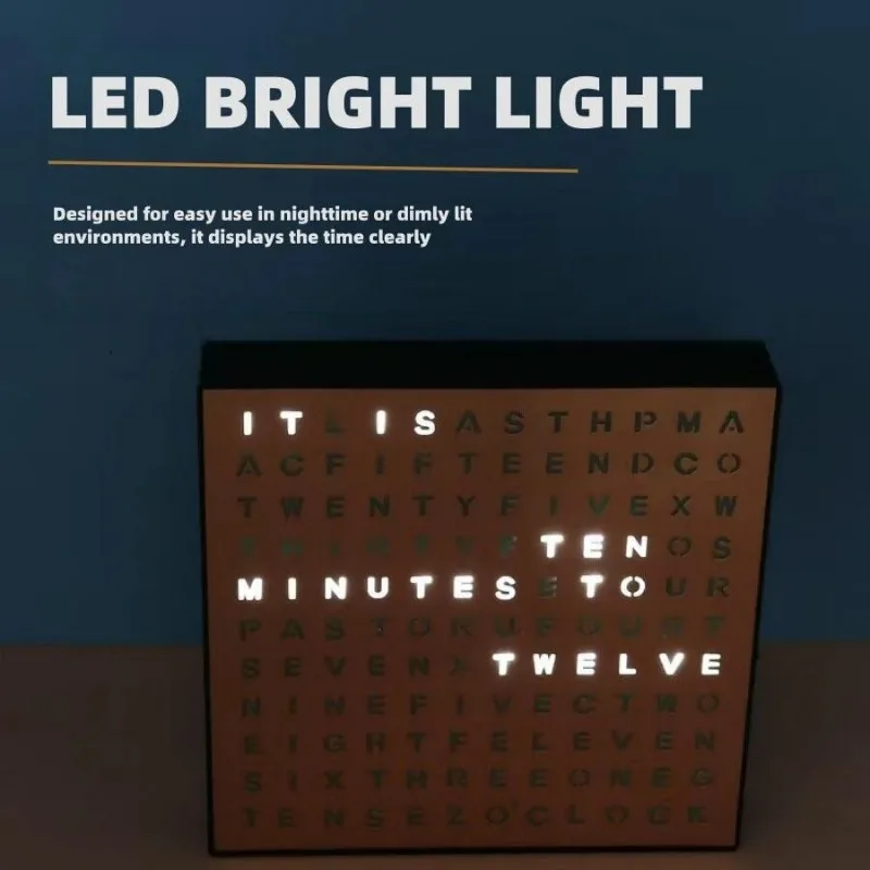 Fashionable and Creative English Letter Display Desktop Clock with Advanced Sense of Office and Learning Desktop Clock LED