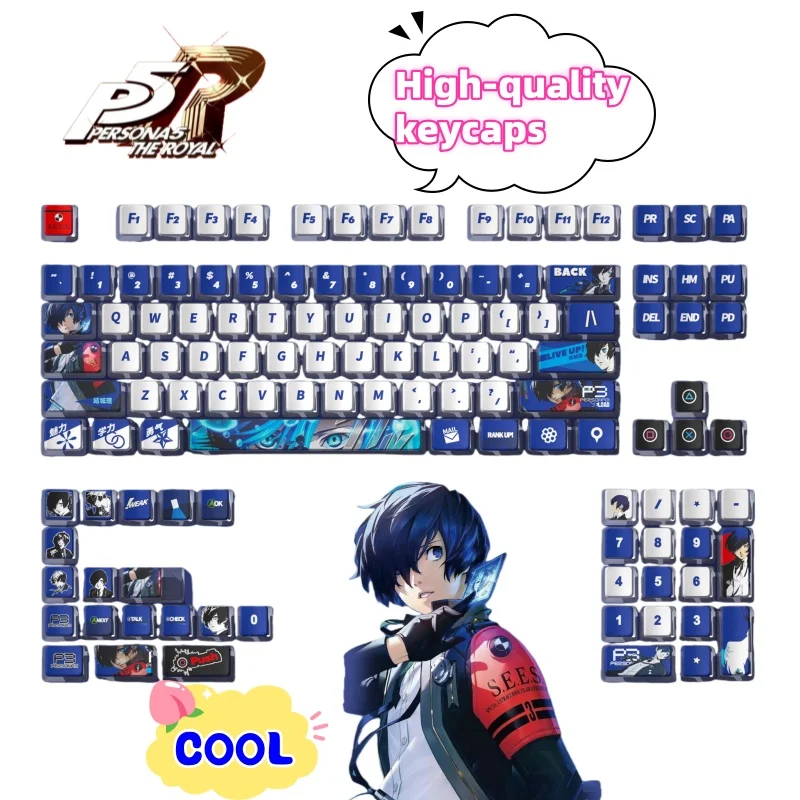 New persona high color value creative personality cross axis keycap animation cartoon e-sports game cool keyboard decorative cap