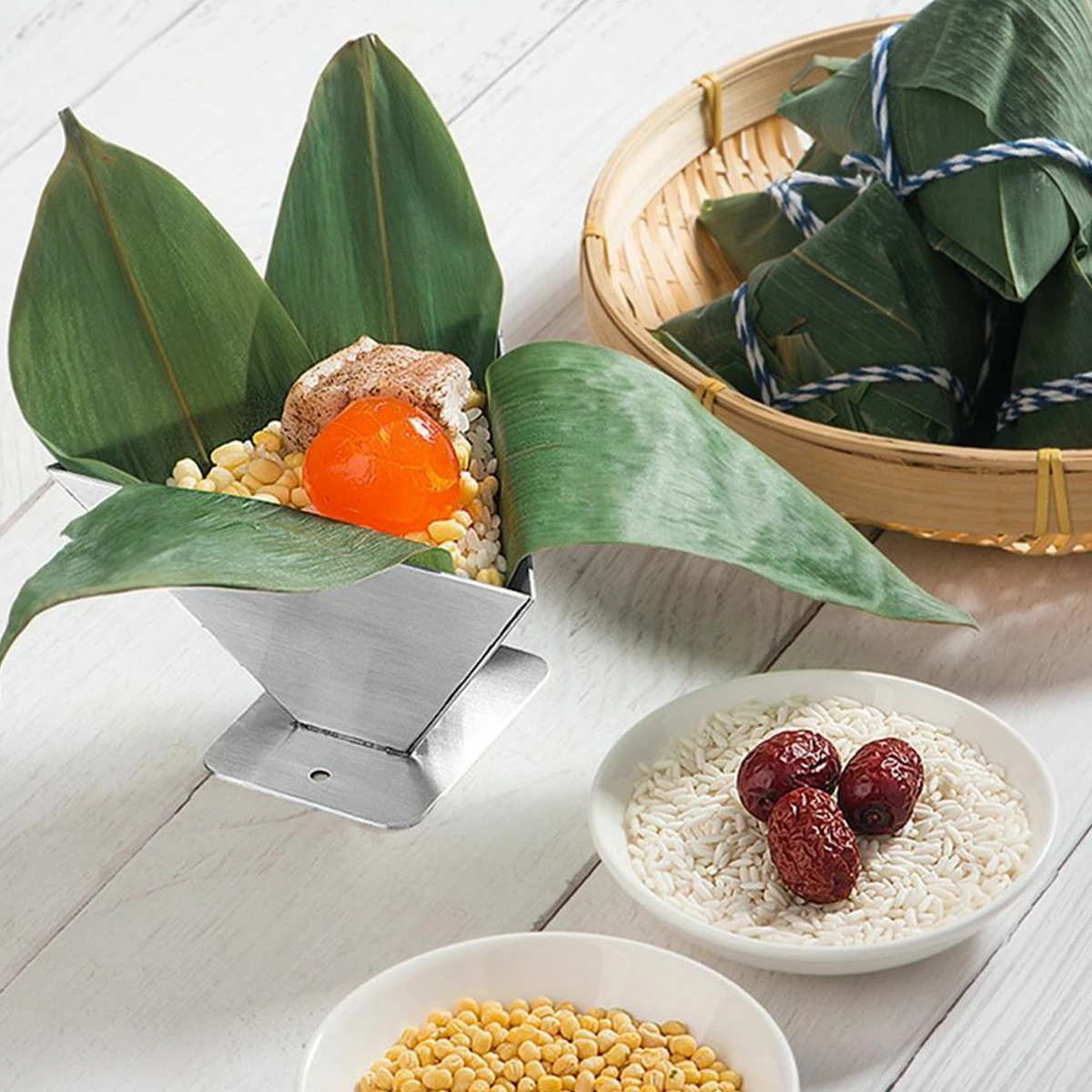 

1Pcs Practical Stainless Steel Molds for Crafting Zongzi Triangular and Square Options for Home Kitchens Rice Dumpling Tool