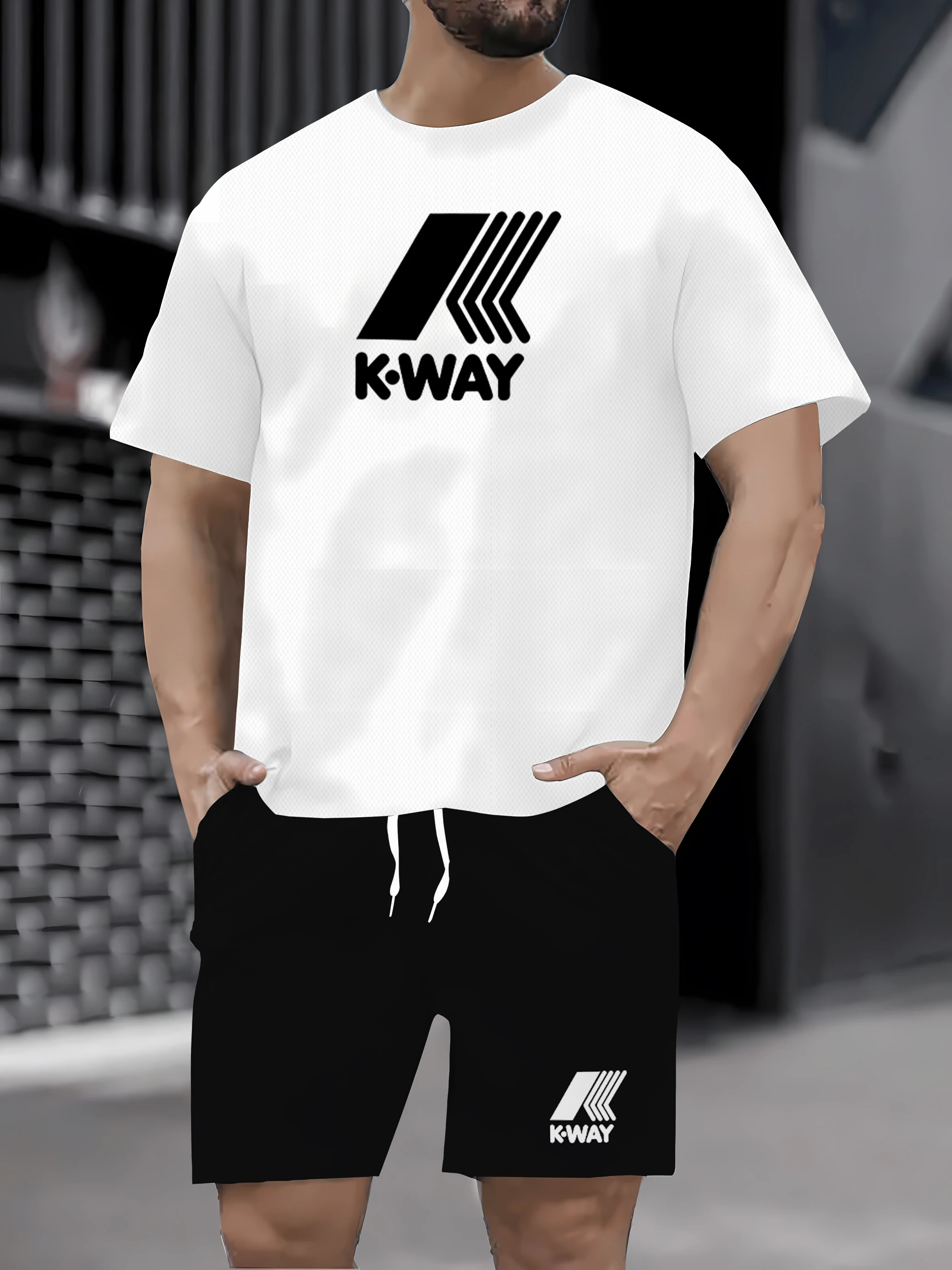 

2024 novo verão esté terno masculino roupas esportivas masculinas de grandes dimensões impressão 3d camiseta шорты roupas simple