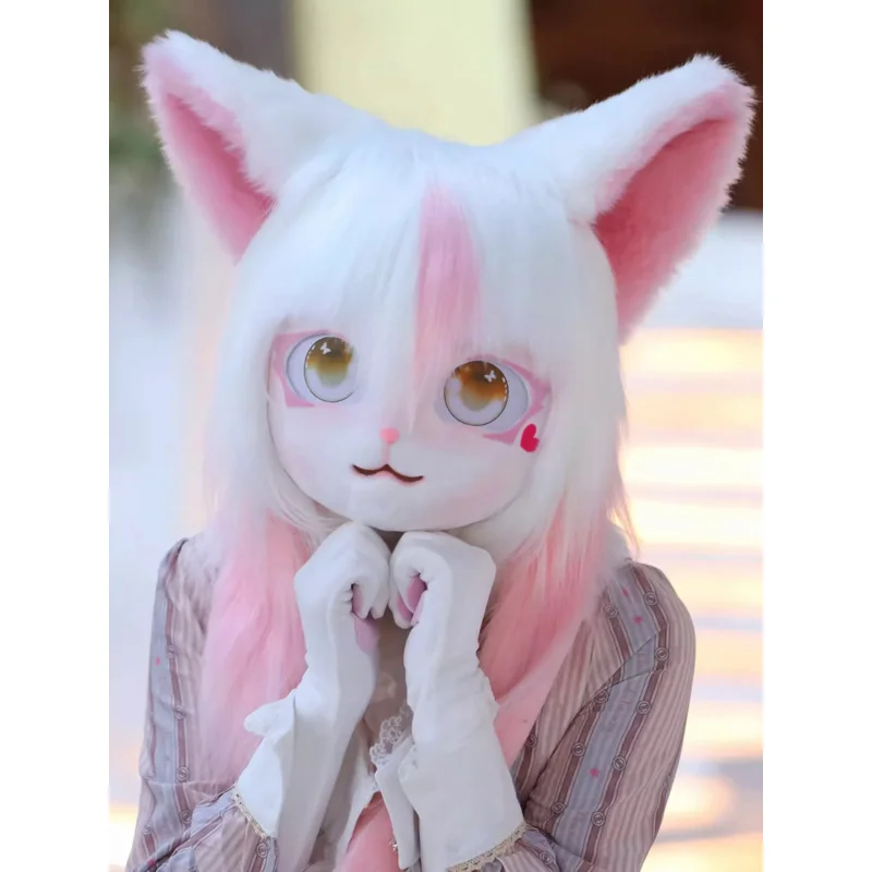 

Fursuit Kigurumi headsets animal cosplay Lolita furry mask helmet rubbit doll cat costumes Halloween carnival mask accessories