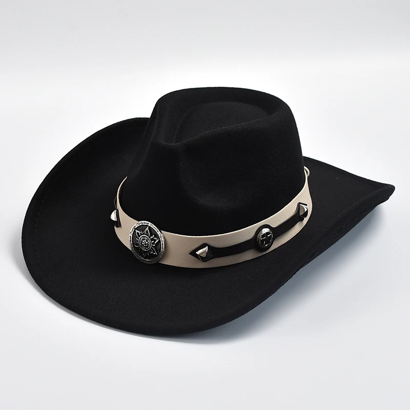 

New Rolled Brim Felt Fedora Hat Unisex Vintage Western Cowboy Hat Autumn Winter Cowgirl Jazz Hat