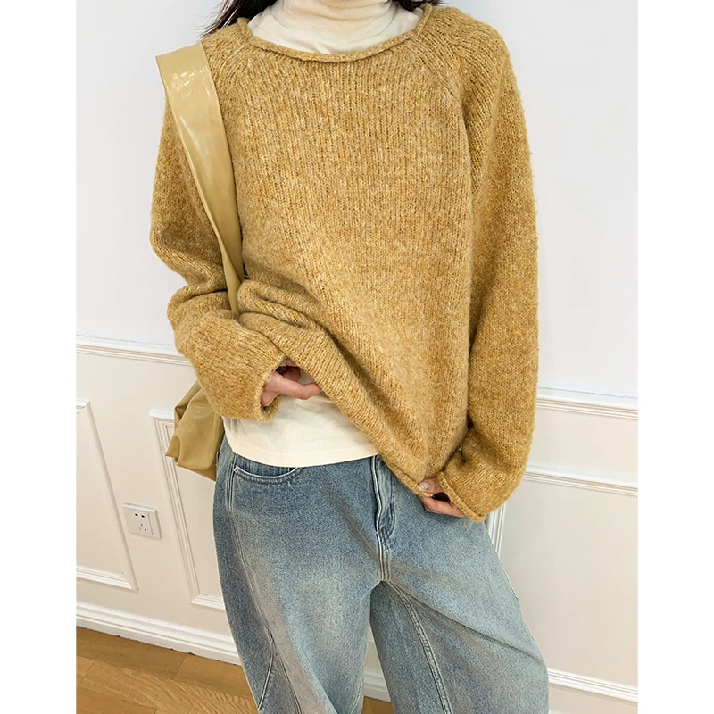 

Quatre- Couleurs Capuche Pull Hiver Femme 25-29 Ans Longues Manches Col Rond Trois Couleurs Sweater Knitwear Bird Deer Design