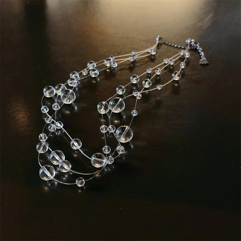

Multi Layers Transparent Ice Balls Choker Necklace For Women 2025 New Clear Fashion Charming Bridal Wedding Party Jewelry