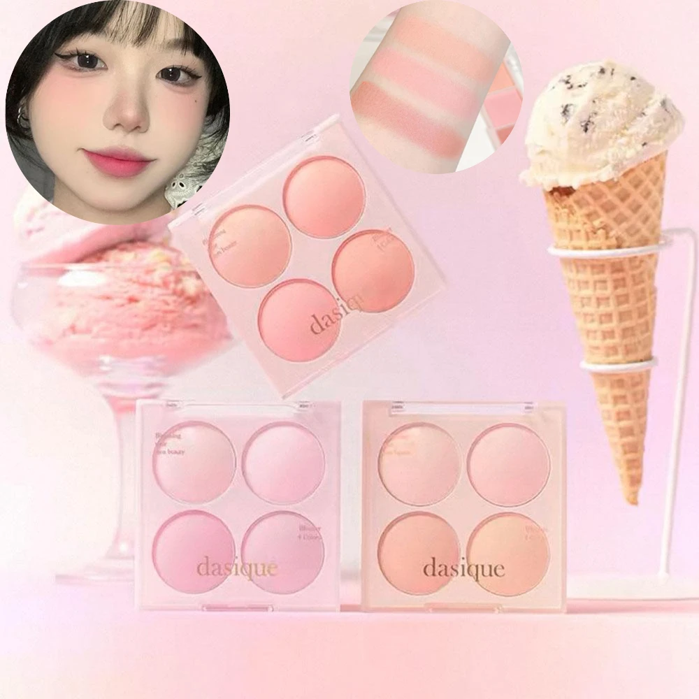 Coreano Dasique 4 colori fard in polvere velluto pesca rosa fard tavolozza dolce naturale contorno guancia tinta trucco coreano cosmetici