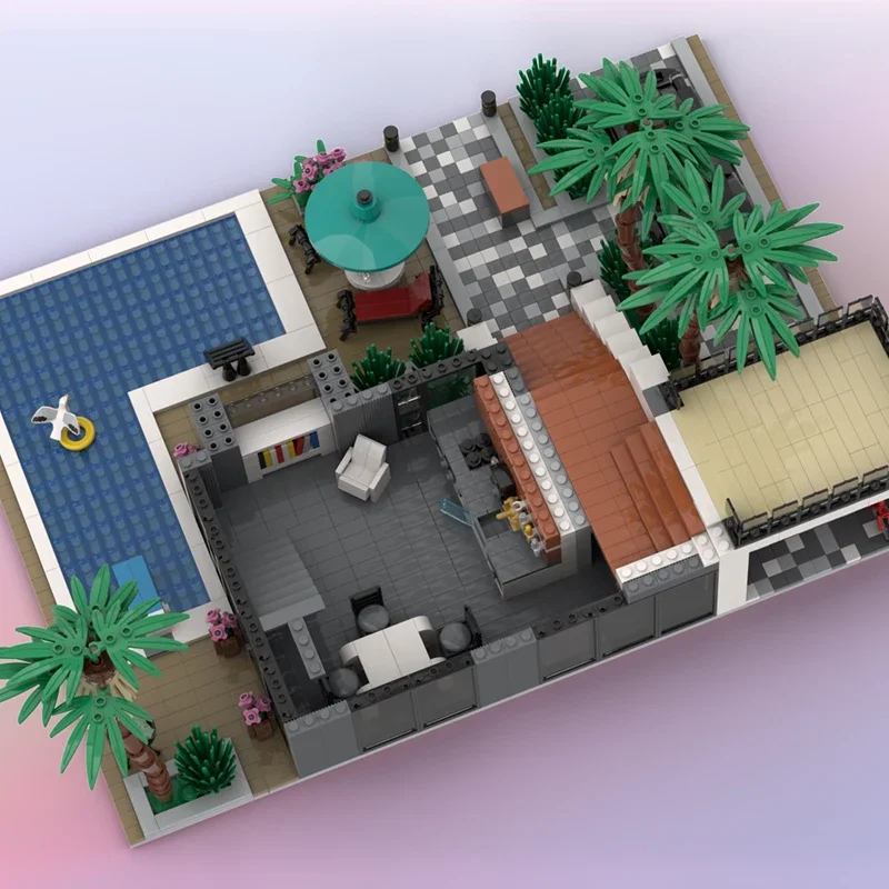 Urban Street View รุ่น Moc อาคารอิฐ Modern Custom House เทคโนโลยี Modular Blocks ของขวัญของเล่นคริสต์มาส DIY ชุดประกอบ