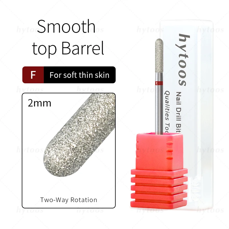 HYTOOS Smooth Top Barrel Diamond Cuticle Nail Drill Bits Nail Bit Professional Safety Under Nail Dead Skin Cleaner Tool
