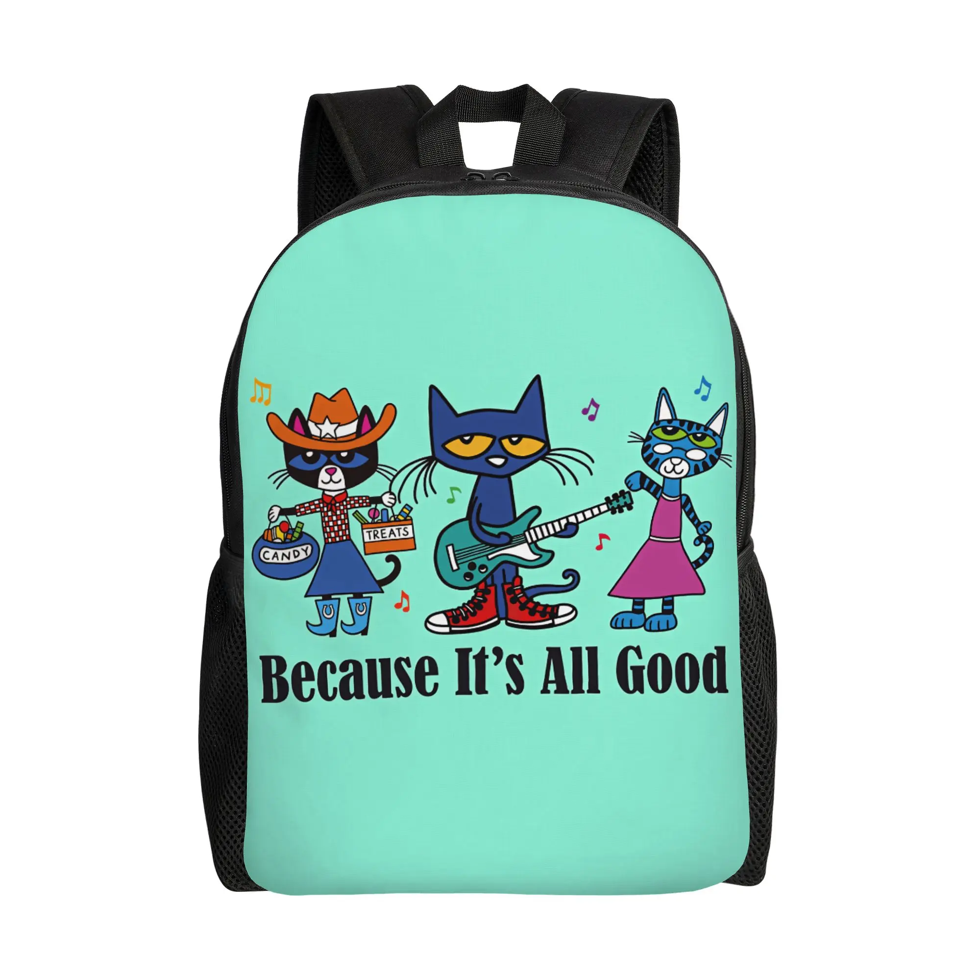 petes the cat band Poster Backpack  Travel Backpacks Women Men Design Breathable High School Bags Streetwear Rucksack