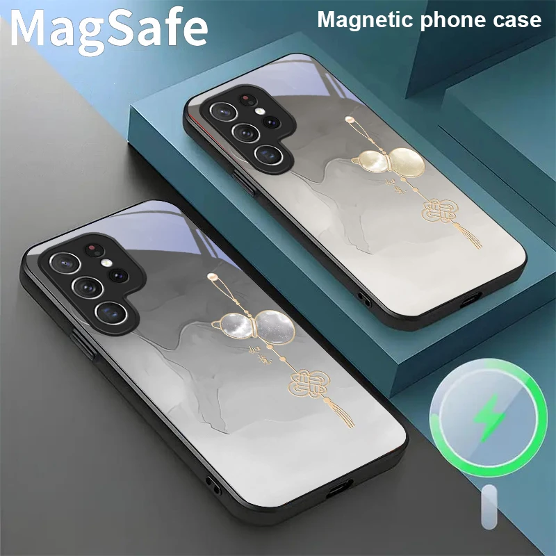 

Lucky Blue Gourd Element For Samsung Galaxy S20 FE S21 S22 S23 Plus S24 Ultra 25 Edge S24Ultra 22Plus Magsafe Glass Phone Casee