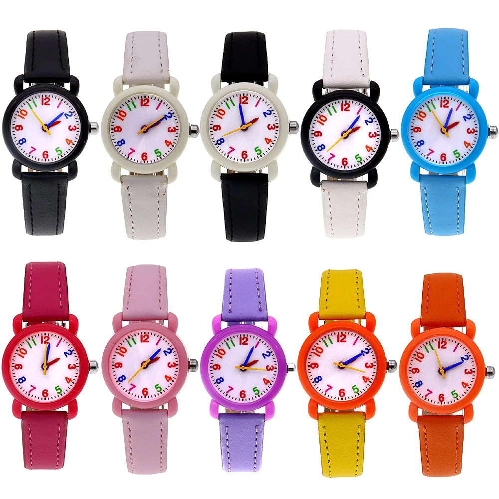 10pcs/Lot Mixed Bulk Colorful Children's Quartz Wristwatches Best Gift for Girls & Boys Kids Watch Wholesale