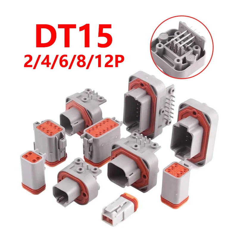 

DT15 2 3 4 6 Pin Matching Terminal Waterproof Car Connector PCB Panel Plug PA66 Reinforced Nylon Automotive connectors