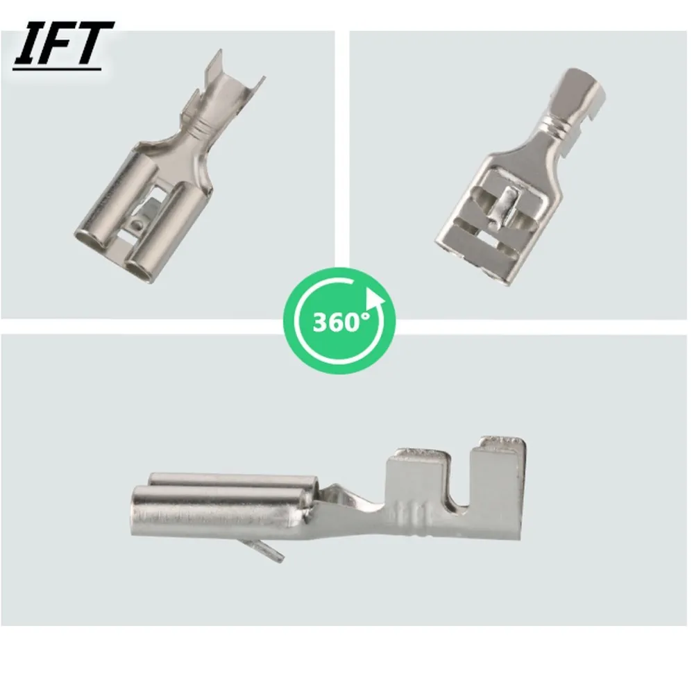 100pcs 9.5 Plug spring terminal DJ621-E9.5x1.2C car high current terminal block Straight plug barbed