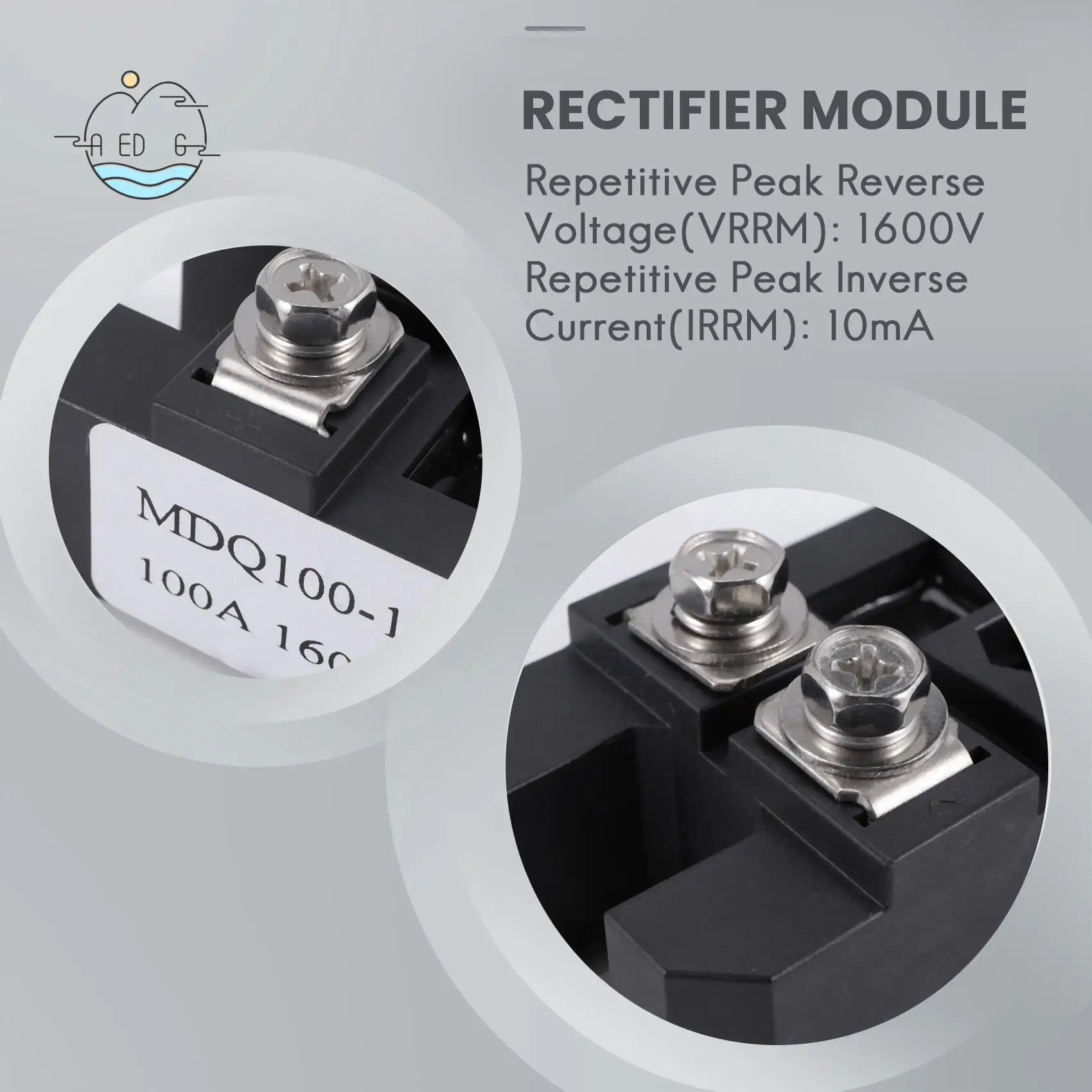 

AED6-MDQ 100A-1600V Черный однофазный диодный мостовой выпрямитель 100A Amp High Power 1600V