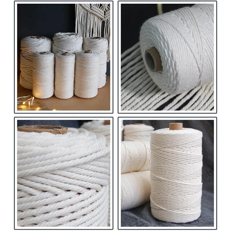 Macrame Cord 1/2/3/4/5/6mm 109/218Yards Cotton Macrame Rope Craft Cord for DIY Crafts Knitting Plant Hangers Christmas Wedding