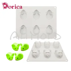 Molde de silicona de ratón con 6 agujeros, herramienta de decoración para pasteles, Mousse, Chocolate, hielo, jabón artesanal, vela, accesorios para hornear