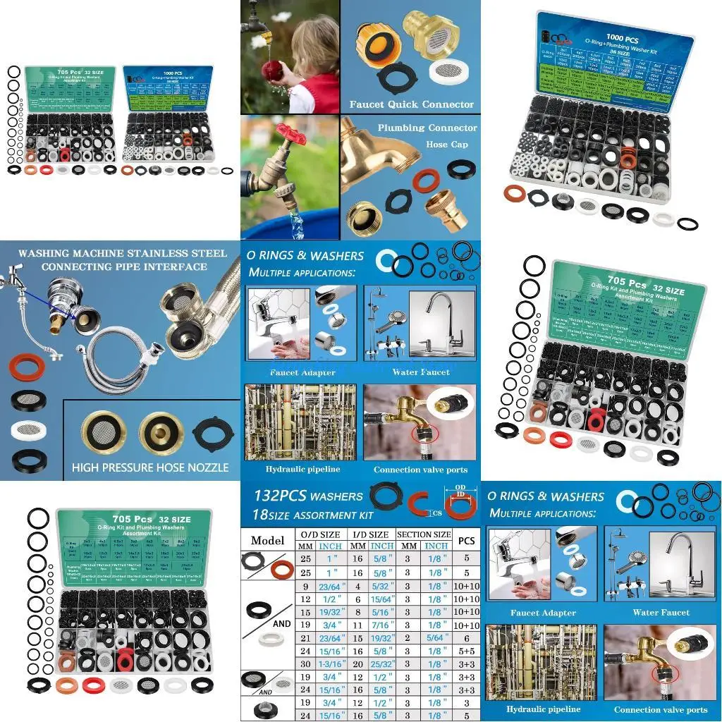 Y5GD Plumbing and Faucet Washers Assortment Set Plumbing Seals O Rings Gasket for Faucets Water Pipe Garden Hoses Enduring