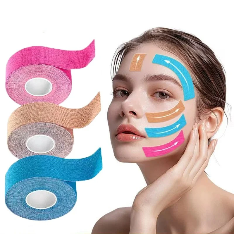 2.5CM*5M sports functional tape, face lift tape, neck tape, facial skin care tools, nasolabial stretch elastic bandage