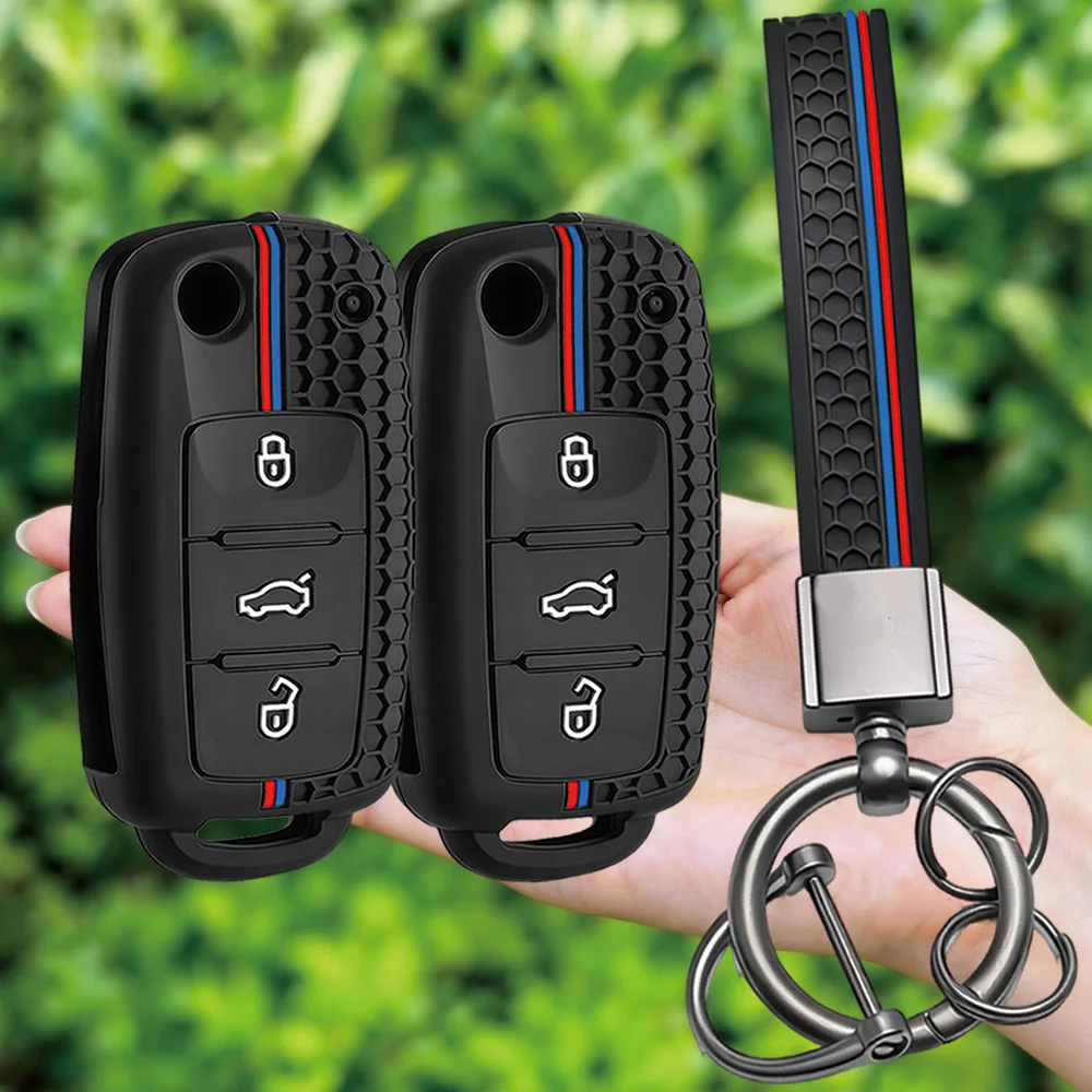 Fashion Silicone Car Key Cover For VW Volkswagen Polo Tiguan Passat B5 B6 B7 Golf 4 5 6 MK6 Jetta Lavida Skoda Octavia A5 Seat