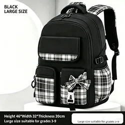 Protecting The Spine Ergonomics Elementary School Students Girls Checkered Backpack Large Capacity Lightweight Waterproof