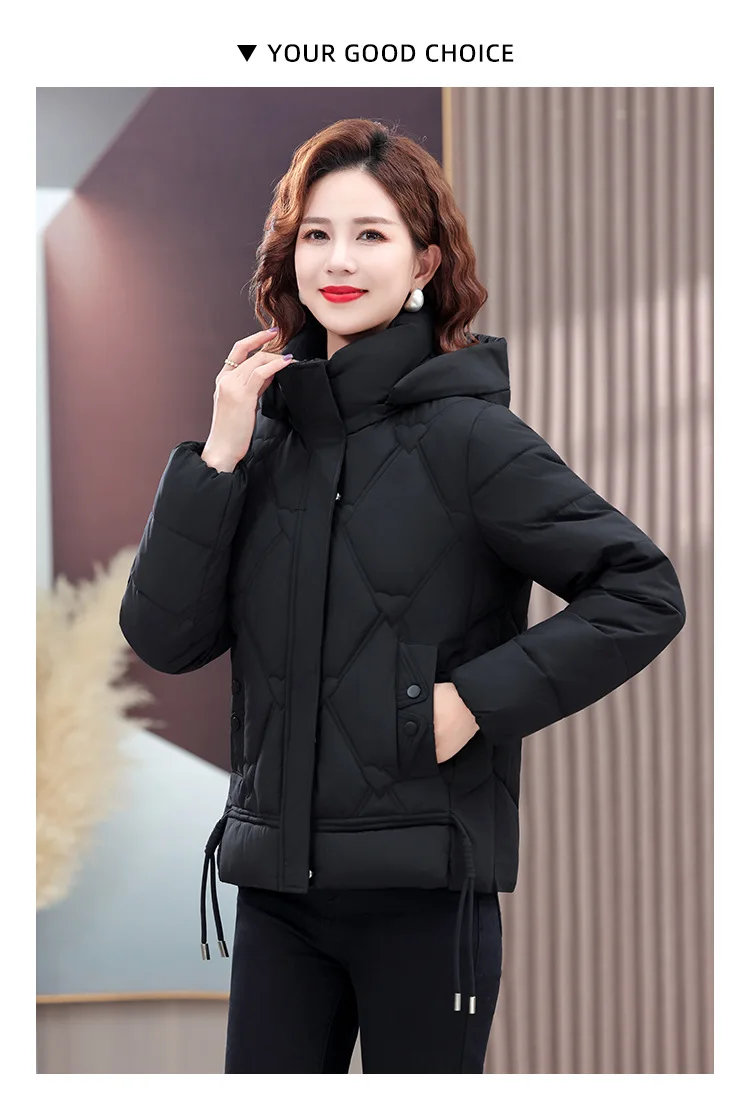 Winter Warm Thick Hooded Puffer Coat for Women L-4XL Windproof Russian Cold Weather Snow Jacket Middle Aged Mom Outerwear Cozy