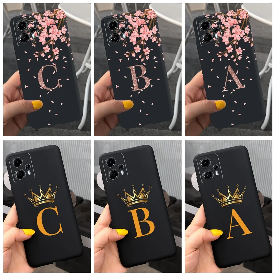 For Moto G13 2023 Case Moto G23 Cover Cute Letters Crown Flower Couple Phone Case For Motorola Moto G13 G23 G 13 G 23 Soft Funda