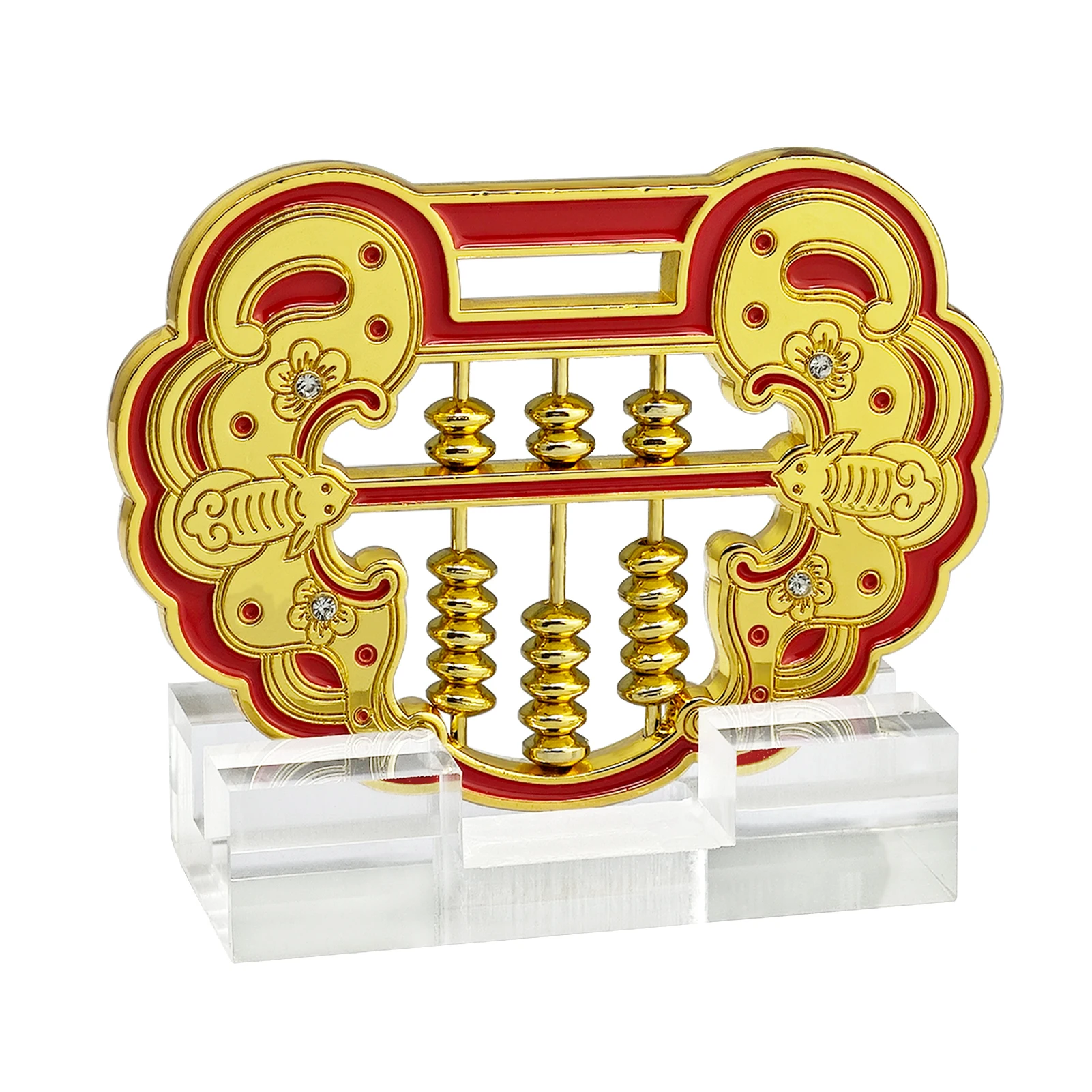 Feng Shui Lock Shaped Wealth Abacus Blessing Protect Money Luck Amulet Statue Home Decoration