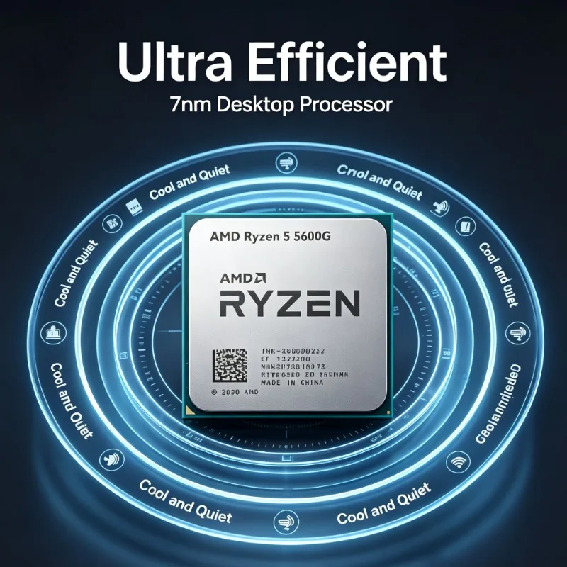 AMD Ryzen5 5600G R5 5600G AM4 Processor No Cooler, Built-in Vega 7 Graphics For PC Build Without Discrete GPU