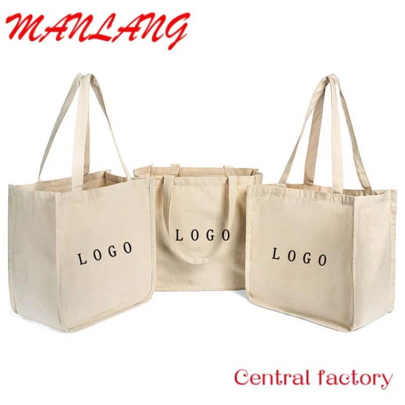 Custom  Wholesale Oem Custom Logo Promotion Large Size Recycled Eco Cloth Plain Blank Logo Large Heavy Canvas Tote Bags With Poc