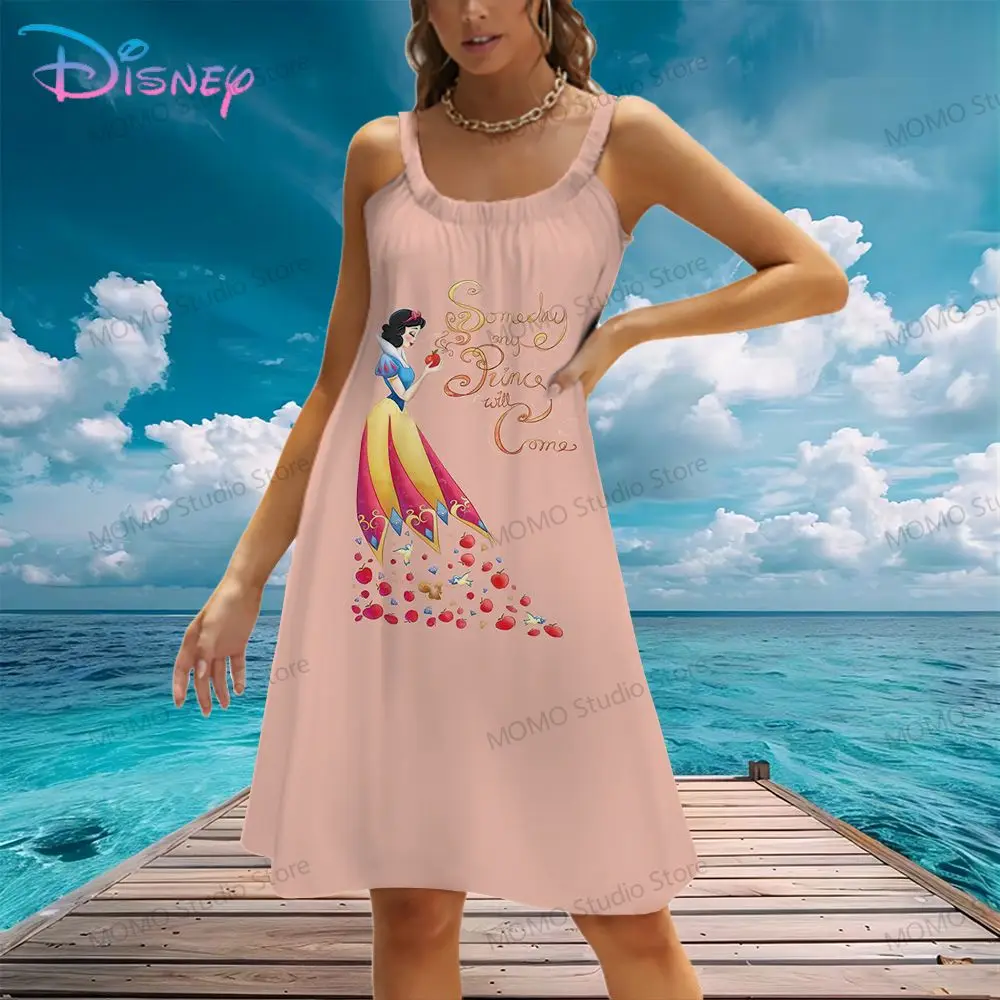 Women's Beach Dress Disney's Princess Sling Cheap Clothes 2024 Street Wear Cool Female Clothing Kawaii Fashion Leisure S-3XL Y2k