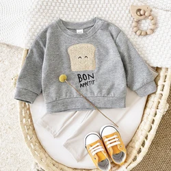Newborn Baby Boys Clothes Sets Kids Spring Autumn 2Pcs Bread Embroidery Long Sleeve Top+Pants Cotton Toddler Outfit Sweatshirt