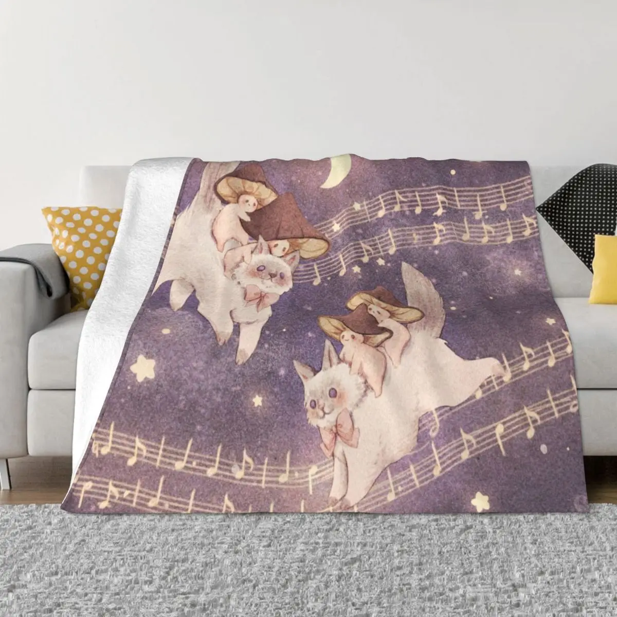 Starlit Cat Adventure - Background Throw Blanket Sofas Baby Blankets