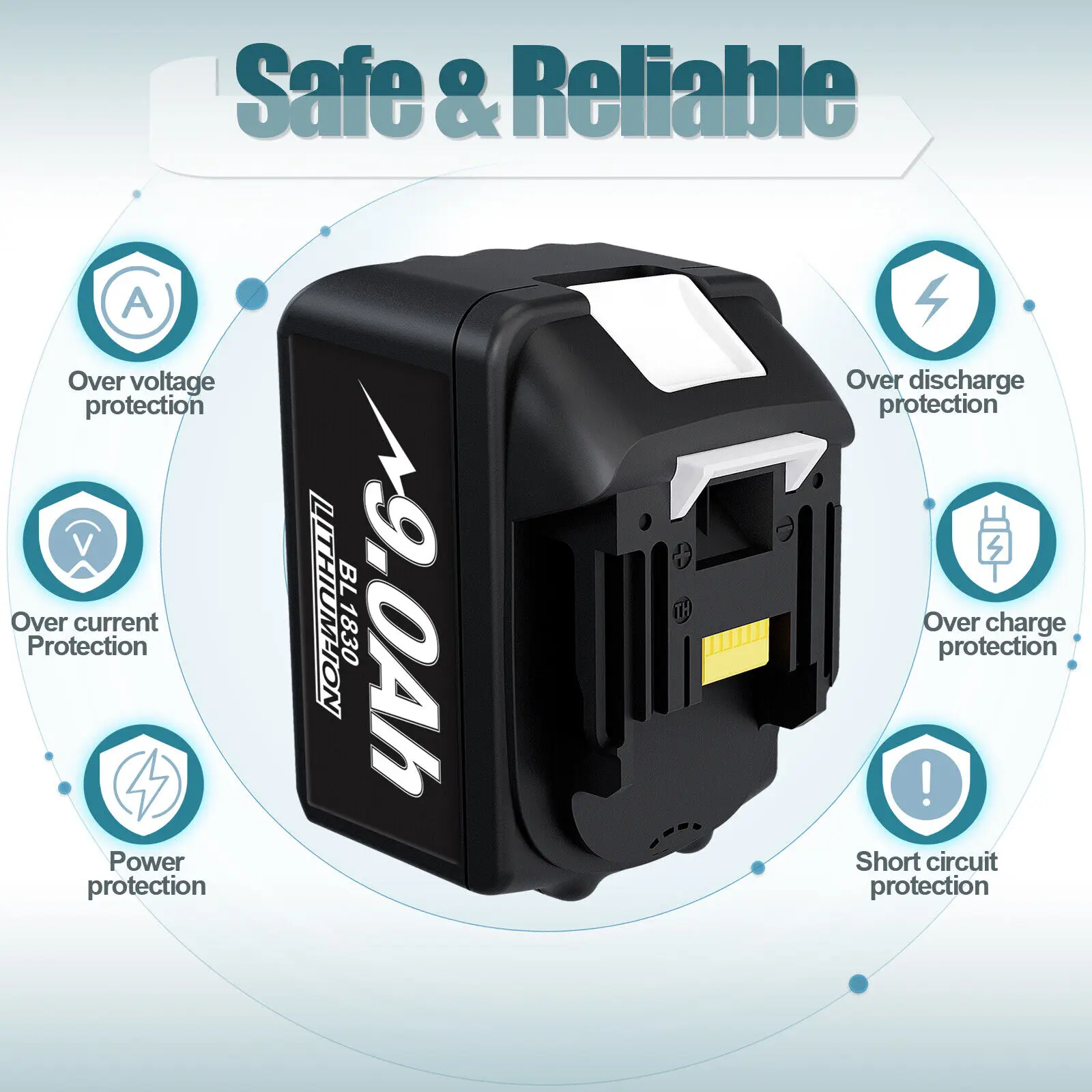 18V 9000mAh Ersatzakku Kompatibel mit Makita BL1830B BL1840B BL1860 BL1890 BL1815 BL1830 LXT400 Akku-Bohrschraubern – Detail 5