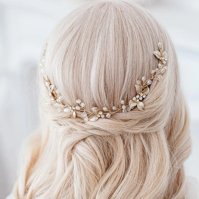 Pearl Leaf Comb Headband Hair Accessories For Women Tiara Headband Wedding Accessories Headband on the head
