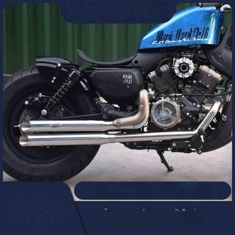 QJMOTOR SRV250 V300 Modified Full‑Set Right Dual Outlet Exhaust Retro Deep Bass Assembly Spare Parts