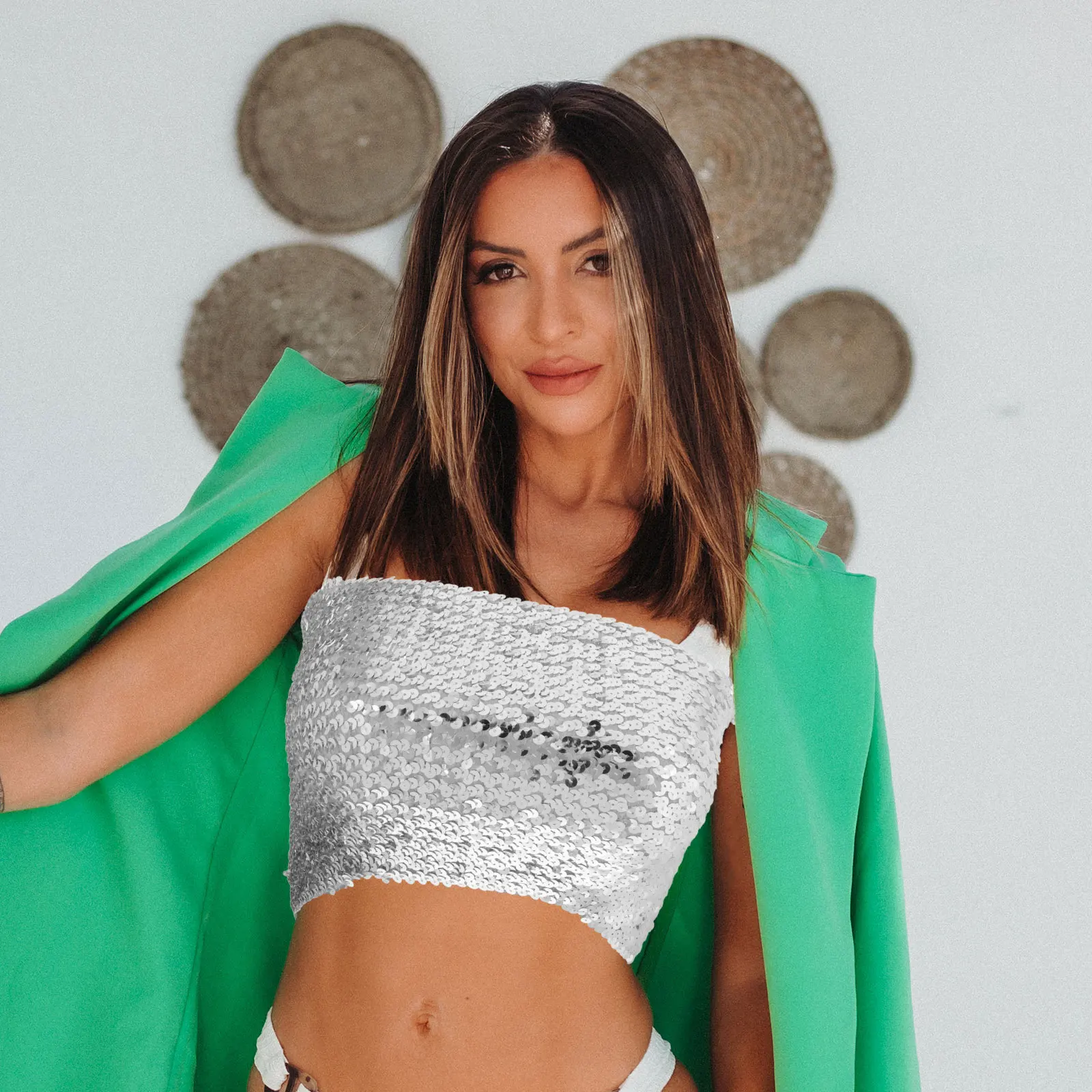 Brilhante sem alças lantejoulas colheita tubo superior para dança do ventre festa de dança festival clubwear traje festa sem alças tubo topo