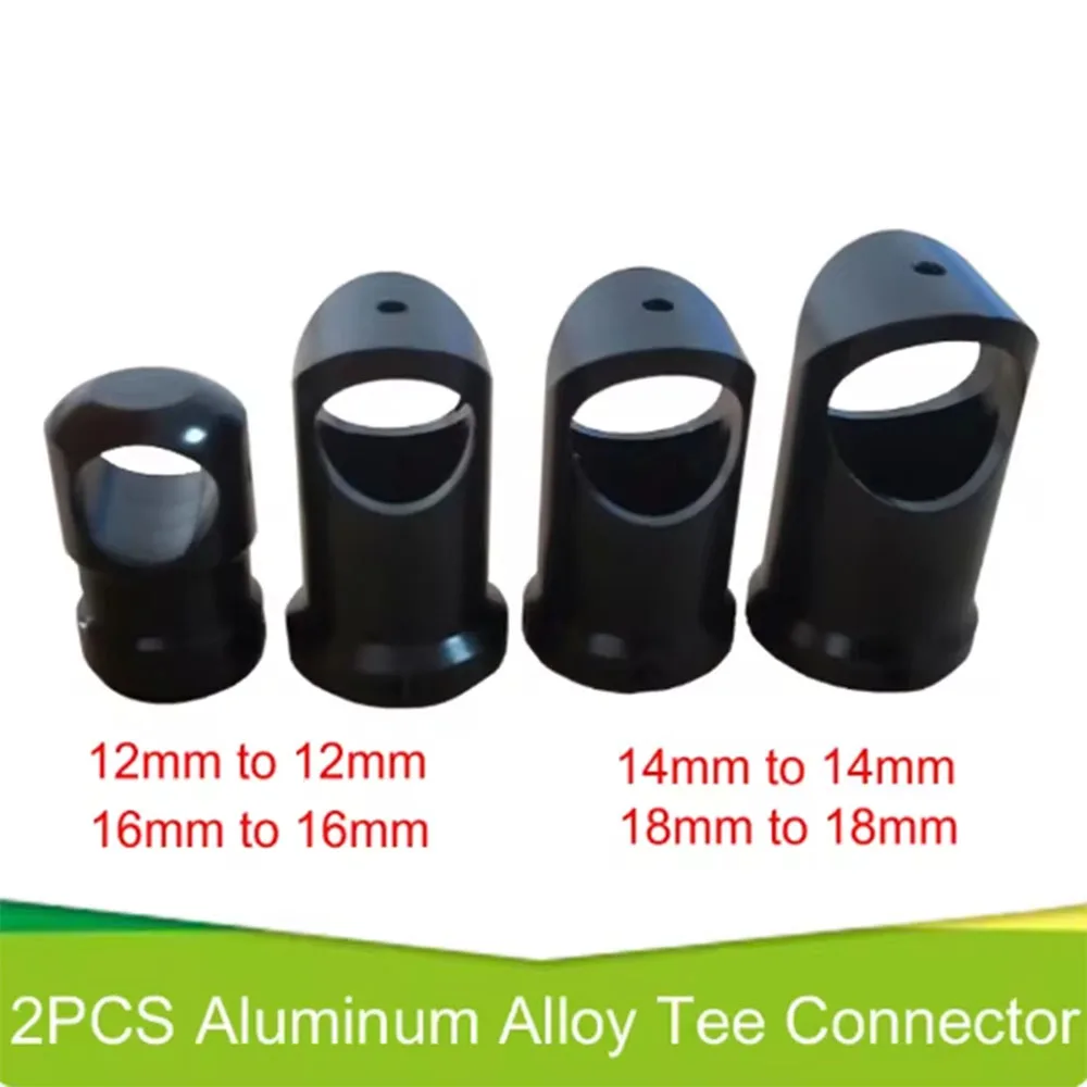 2 pcs CNC machining Anodizing Aluminum alloy tee connector 12mm 14mm 16mm 18mm Tube Connector for bracket connection